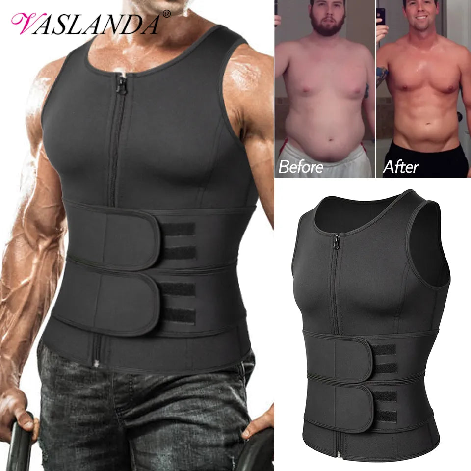 Men Body Shaper Waist Sauna Suit Sweat Vest Slimming Fat Burner Tank Tops