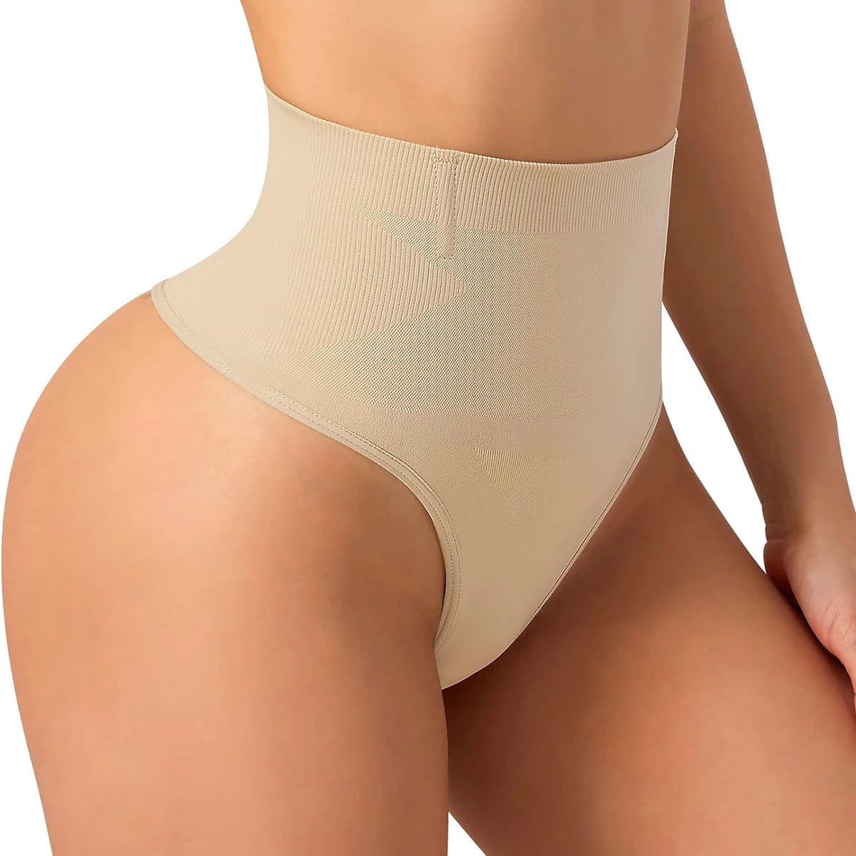 Mid Waist Thong Shapewear Panties – 4 Soft Bones Anti-Roll Waist Support