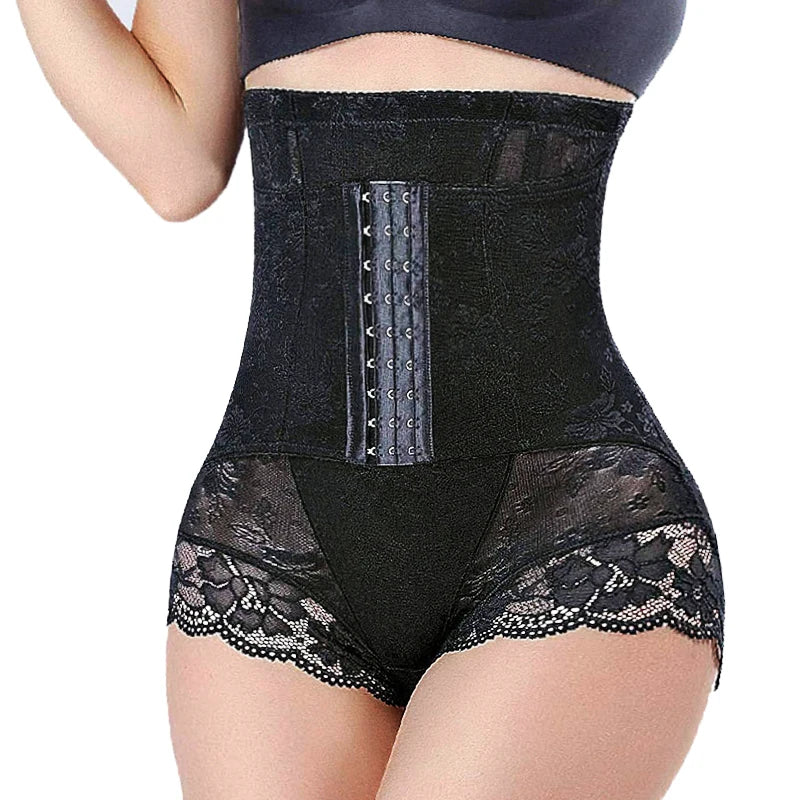 Zipper Waist Trainer Shapewear – Lace High Waist Double Control Panties