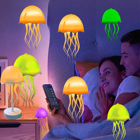 Full color gradient sound controlled jellyfish small night lamp floating