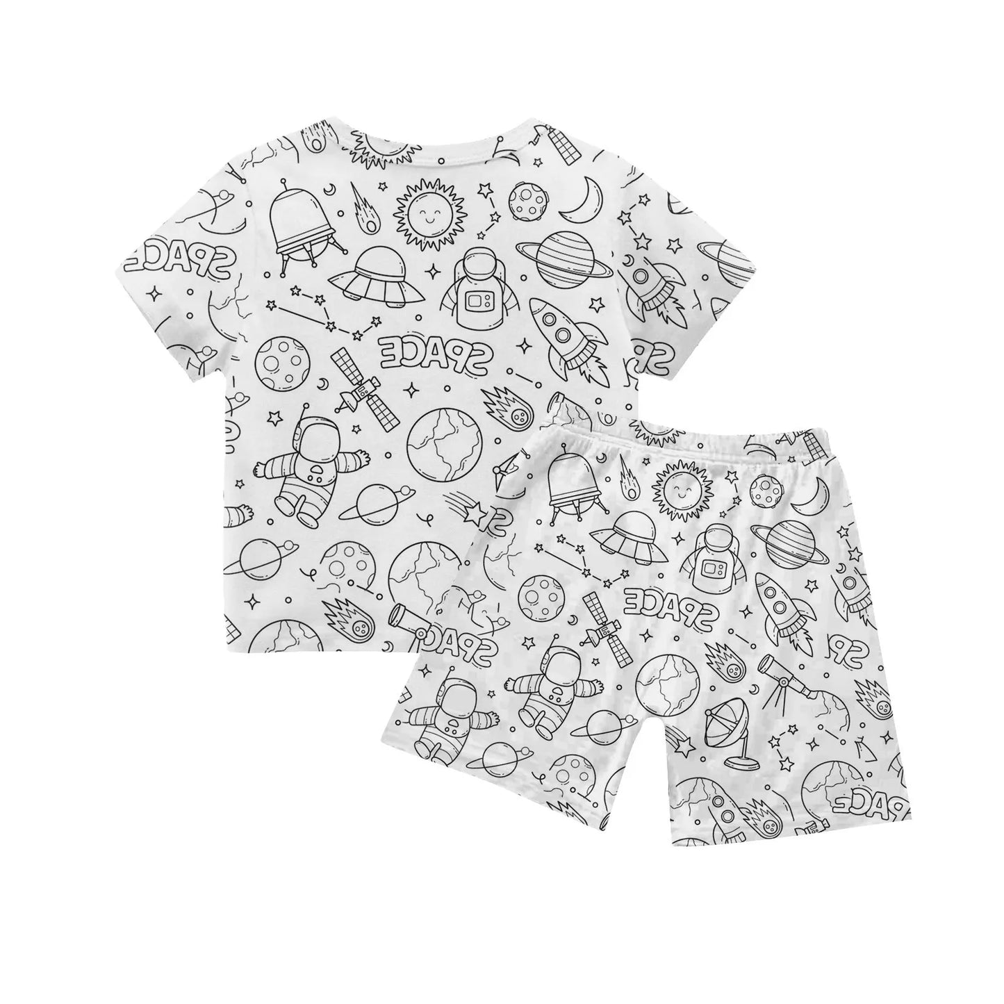 Colour-In Kids Pyjama Set – T-Shirt & Shorts (No Pens Included)