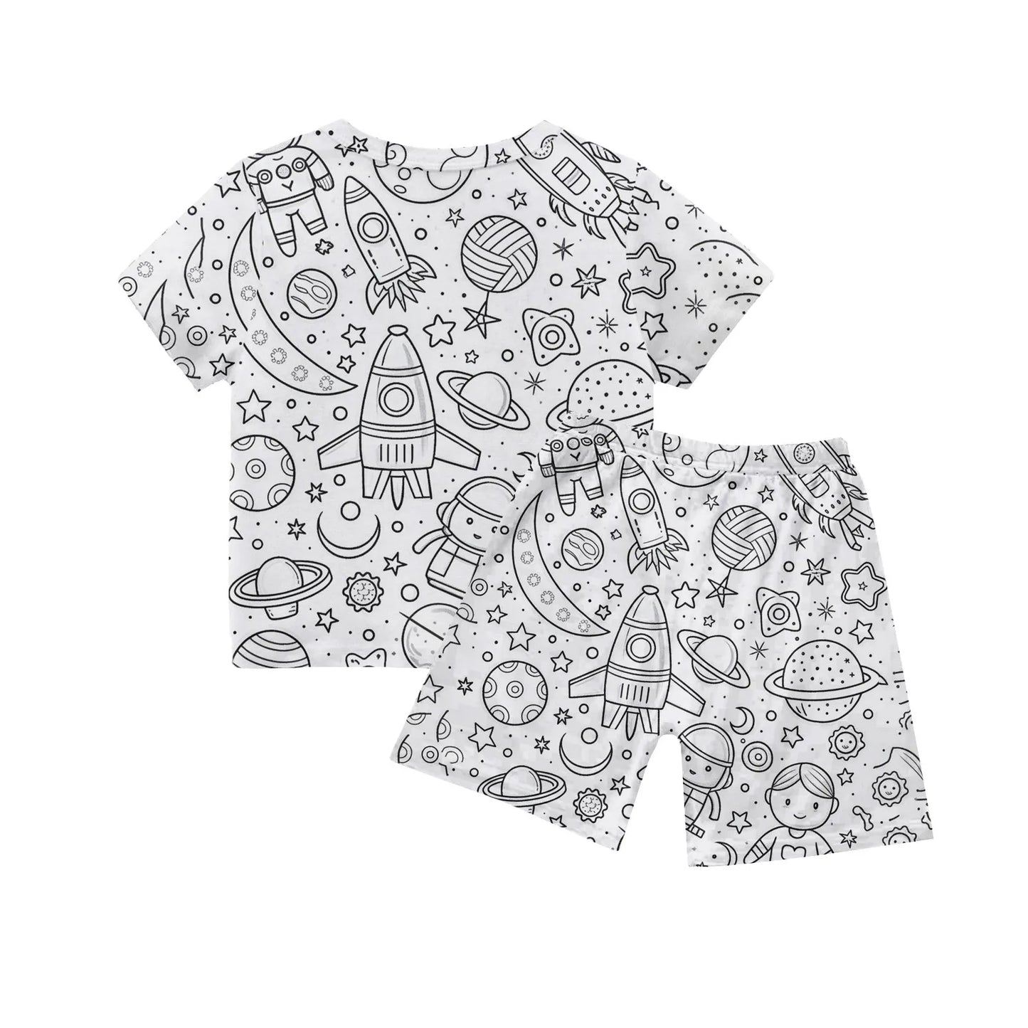 Colour-In Kids Pyjama Set – T-Shirt & Shorts (No Pens Included)