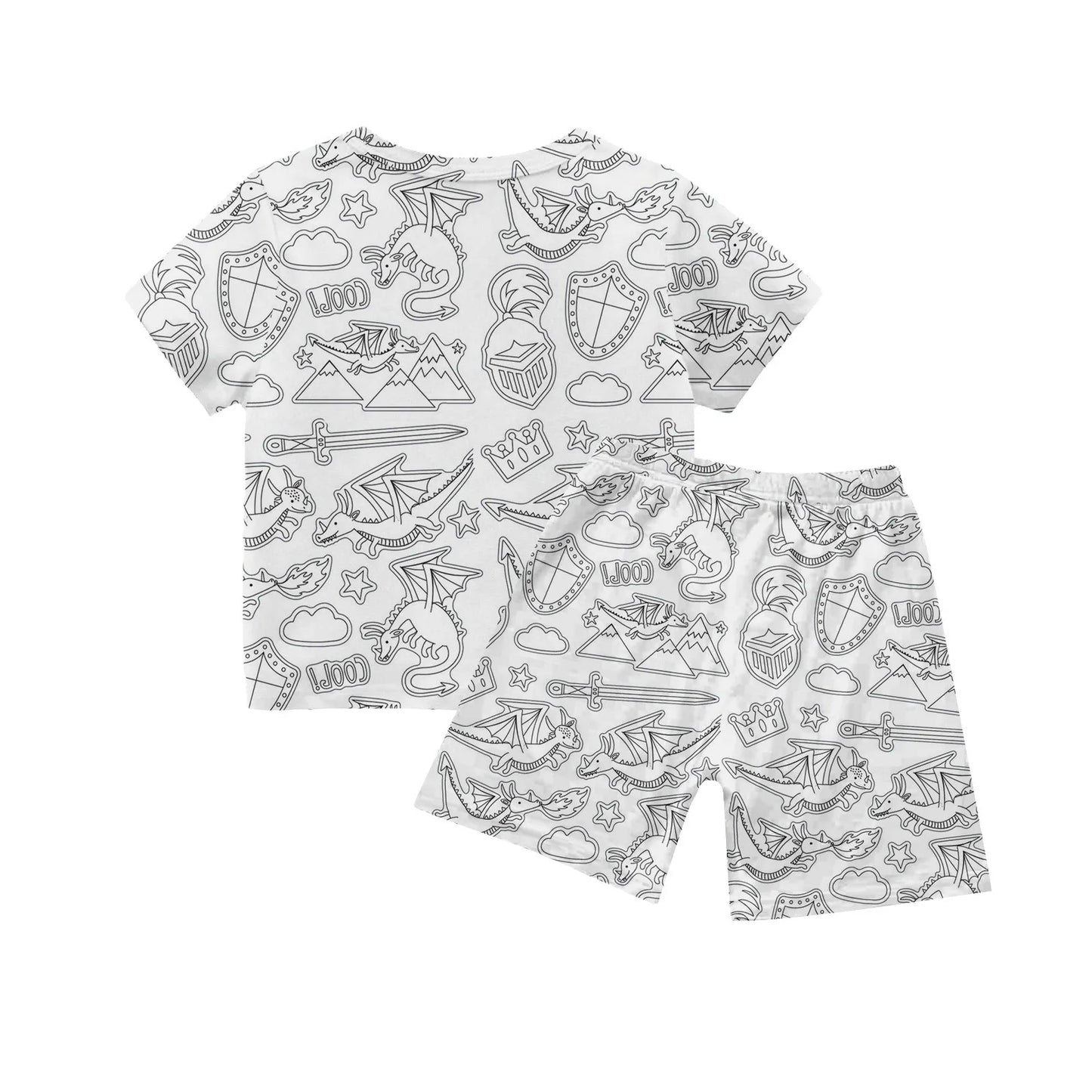 Colour-In Kids Pyjama Set – T-Shirt & Shorts (No Pens Included)