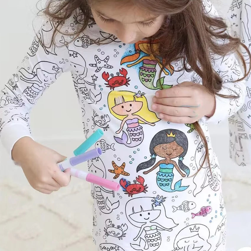 DIY Color-In Pajamas  Kid Crafts For Kids Boys Girls (Without Painting Pens)