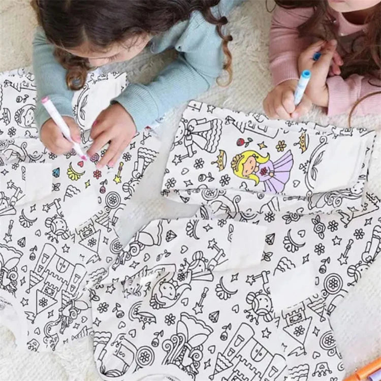 DIY Colour-In Kids Pyjama Party Set – Two-Piece Boys Gils (Without Painting Pens)