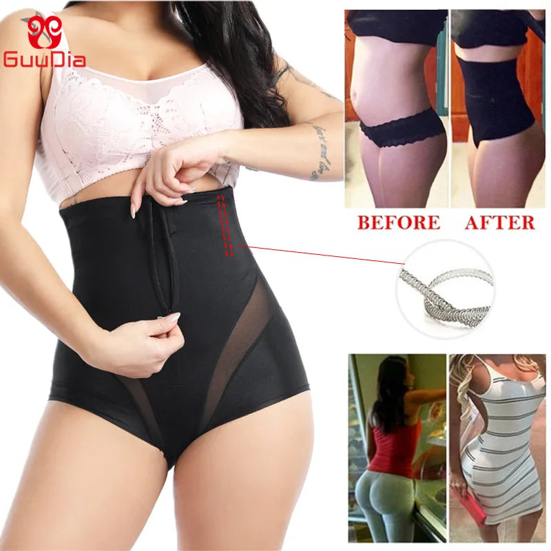Women's High Waist Shaping Brief – Zipper Tummy Control Panty