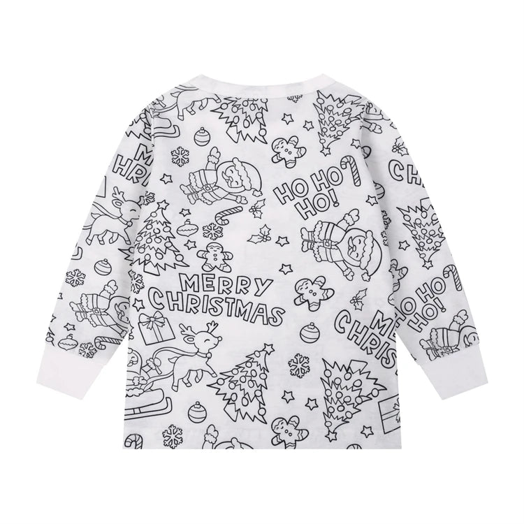 DIY Colour-In Christmas Pyjama Set – Kids Two-Piece (Without Painting Pens)
