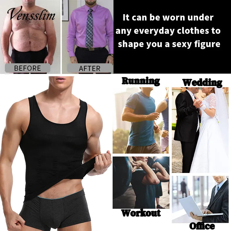 Men’s Compression Shirt – Body Shaper Vest , Abdomen Slimming & Posture Support