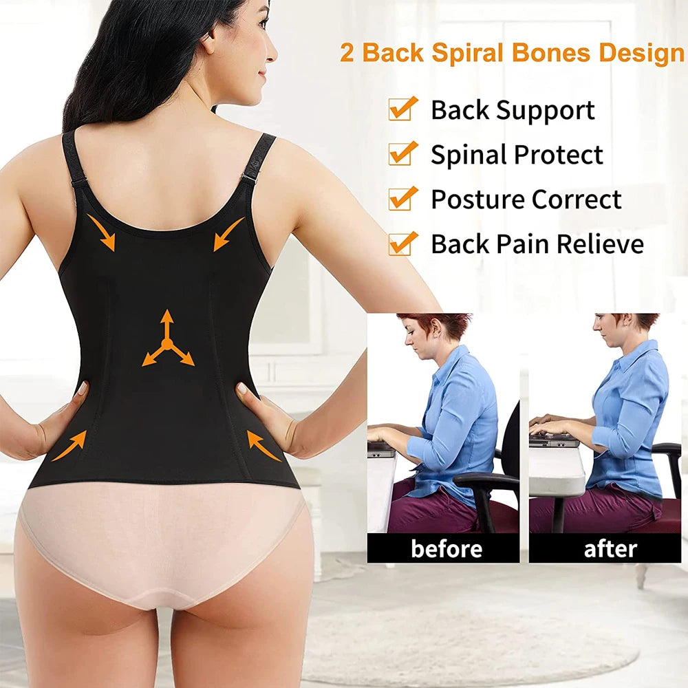 Postpartum Waist Trainer Shapewear – Zipper & Hook Vest for Tummy Recovery & Back SupportAdjustable Strap Hourglass