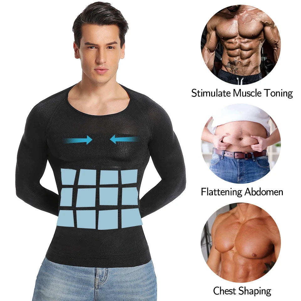 Men’s Long Sleeve Compression Shaper Shirt – Slimming & Tummy Control