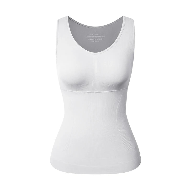 Built in Bra Tummy Control Tank Top Underskirts Body Shaper Compression Vest