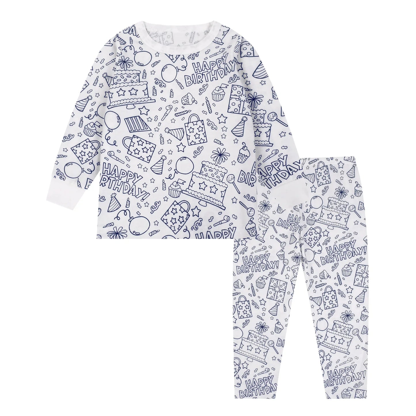 DIY Colour-In Christmas Pyjama Set – Kids Two-Piece (Without Painting Pens)