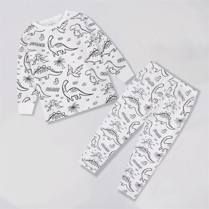 DIY Colour-In Kids Pyjama Party Set – Two-Piece Boys Gils (Without Painting Pens)