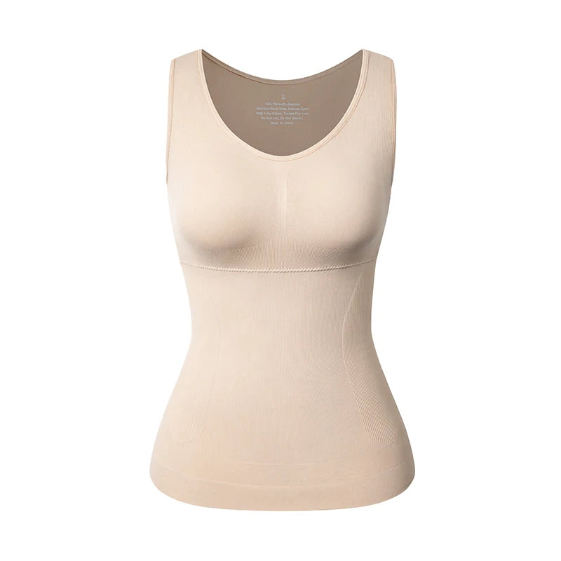 Built in Bra Tummy Control Tank Top Underskirts Body Shaper Compression Vest