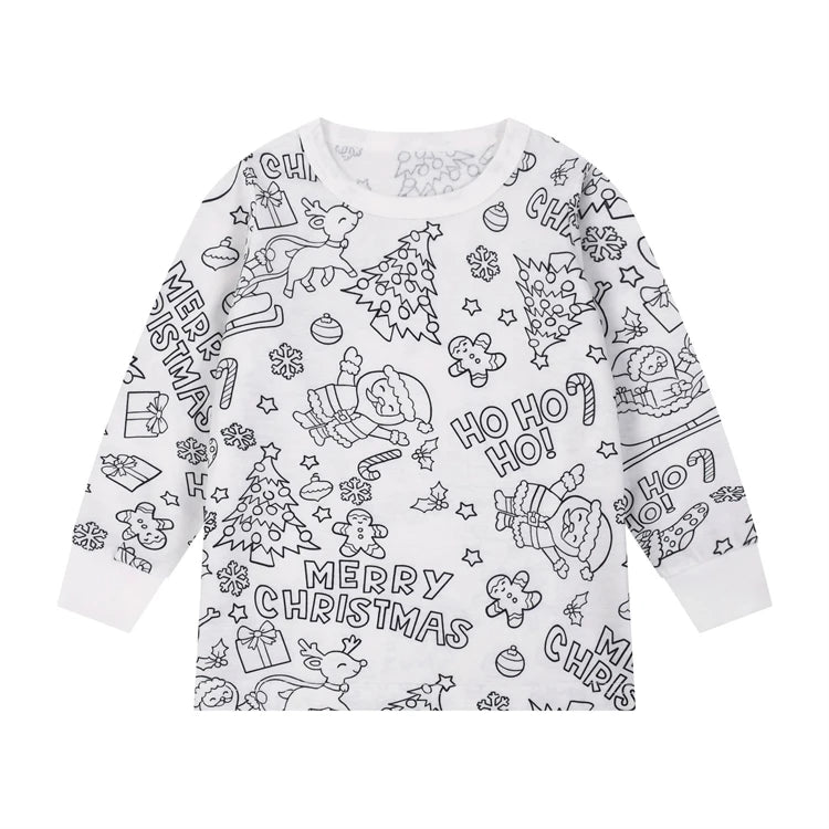DIY Colour-In Christmas Pyjama Set – Kids Two-Piece (Without Painting Pens)