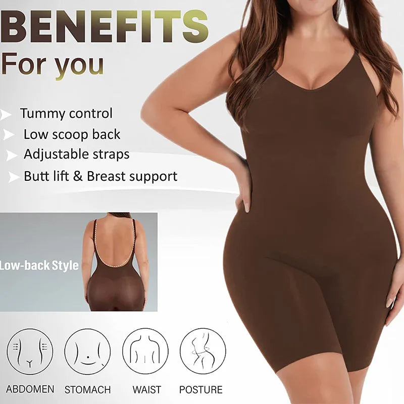 Low Back Bodysuit Shapewear – Thigh Slimmer & Butt Lifter