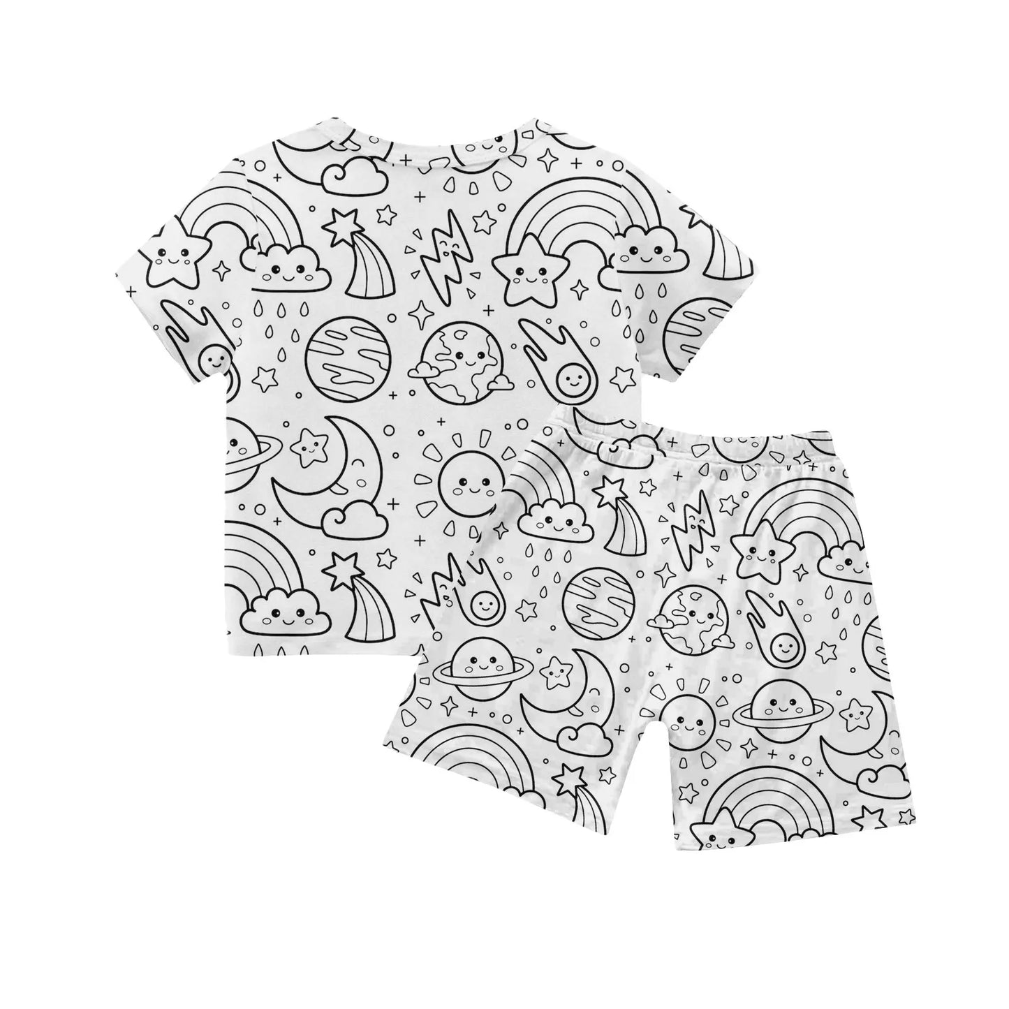 Colour-In Kids Pyjama Set – T-Shirt & Shorts (No Pens Included)