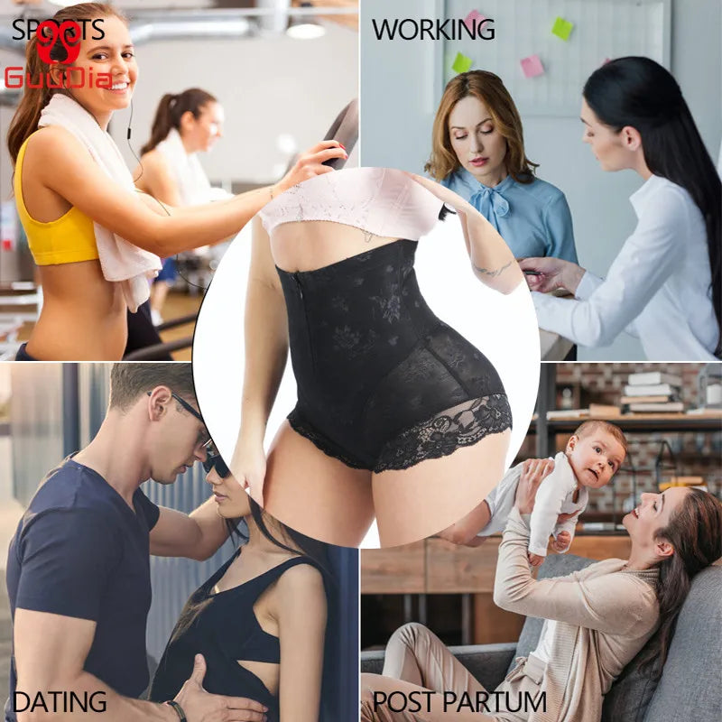 Zipper Waist Trainer Shapewear – Lace High Waist Double Control Panties