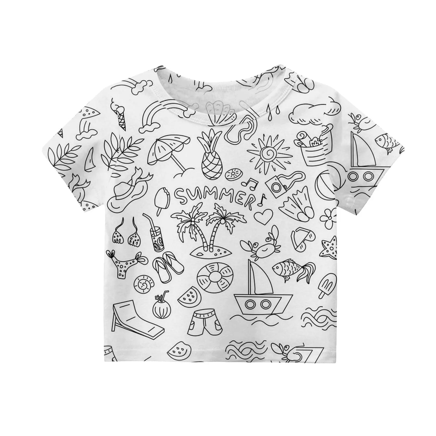 Colour-In Kids Pyjama Set – T-Shirt & Shorts (No Pens Included)