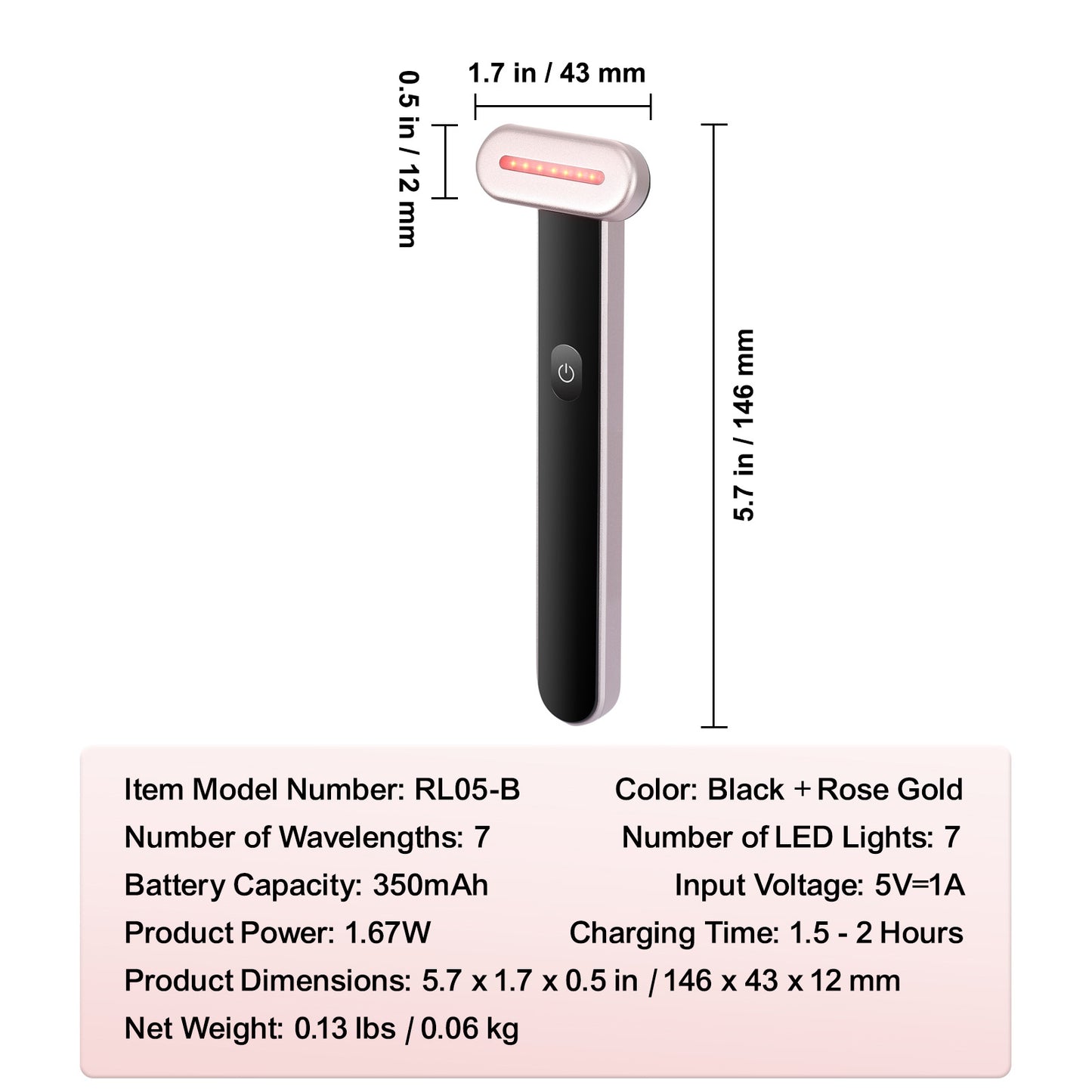7-Colour LED Facial Wand – Red Light Therapy with Heat & Microcurrent