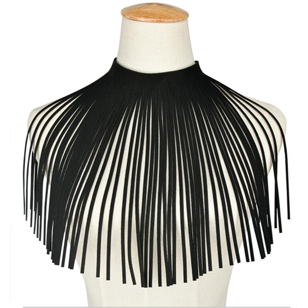 Cope Collar Fringe Choker – Vegan Leather Statement Necklace